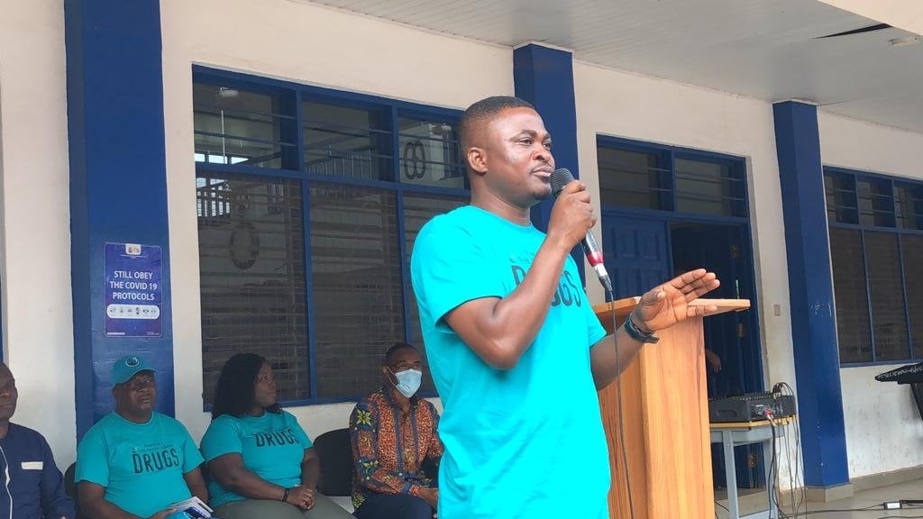 A clean sport educator speaks with students during a school outreach programme.