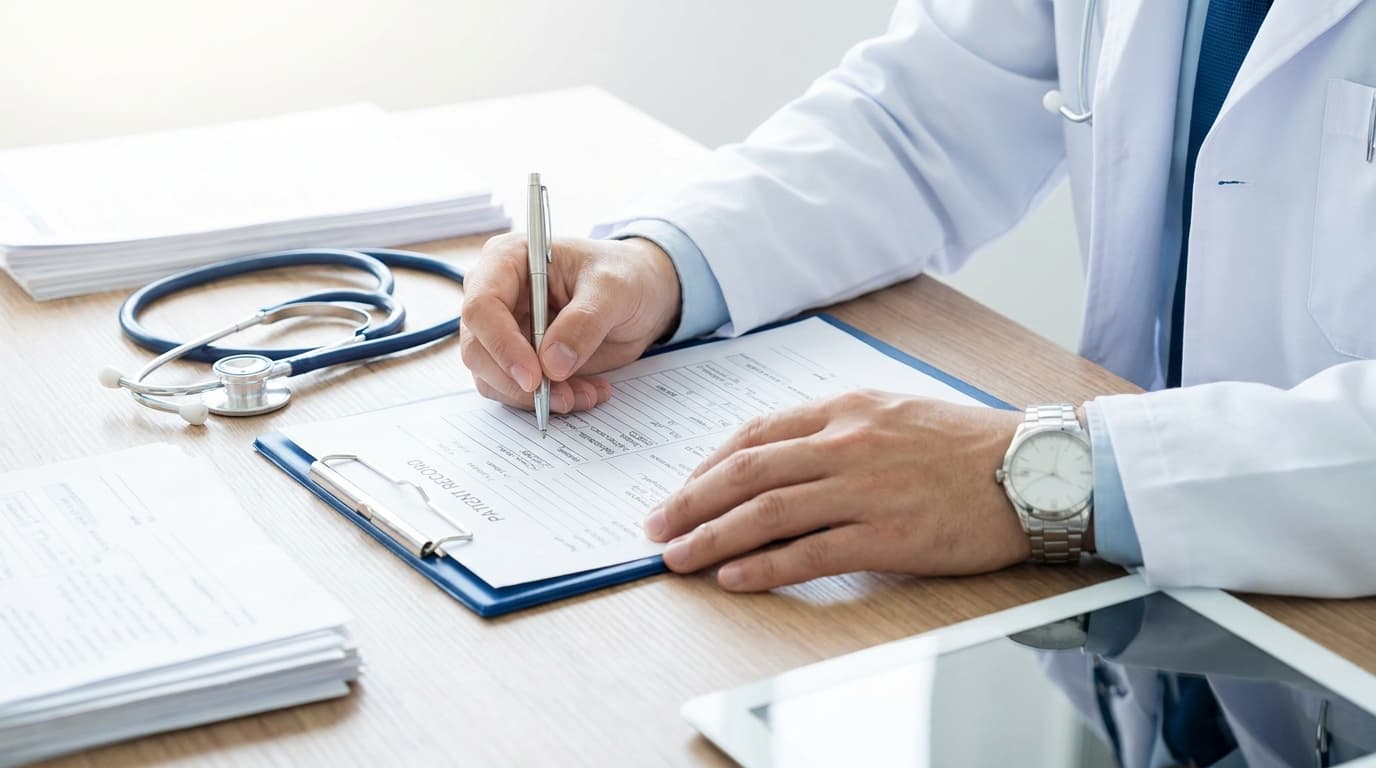 Doctor reviewing TUE form